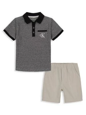 商品Calvin Klein|Little Boy’s 2-Piece Polo & Shorts Set,价格¥226,第1张图片