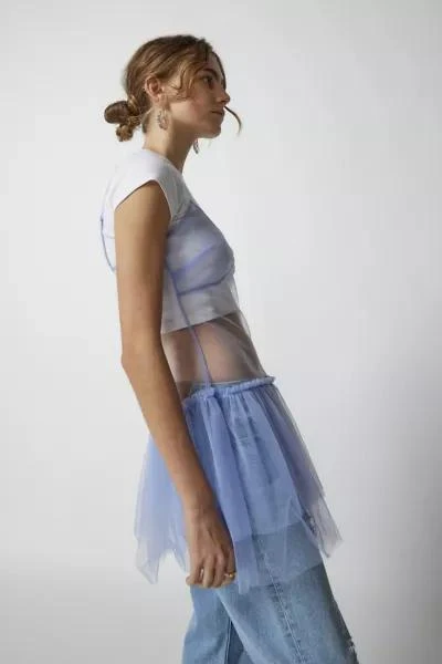 商品Urban Outfitters|UO Aria Sheer Ruffle Mini Dress,价格¥190,第4张图片详细描述