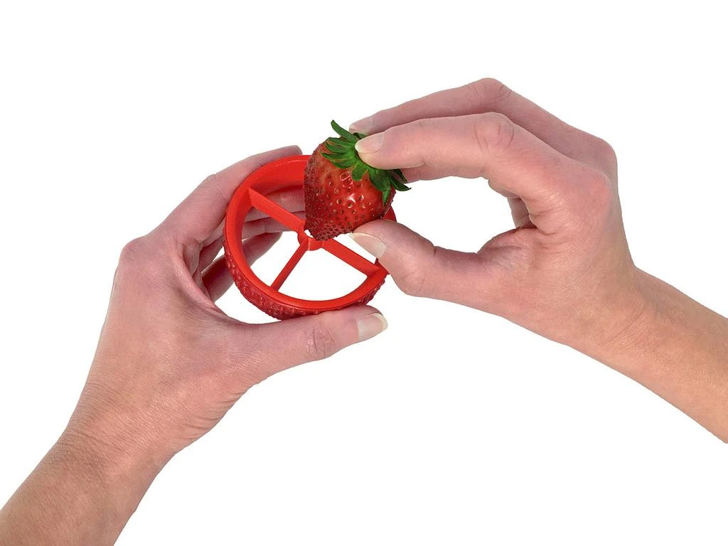 商品Fusionbrands|PushBerry 2-in-1 Strawberry Huller & Slicer Tool, Red,价格¥64,第4张图片详细描述