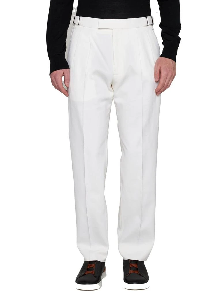 商品Zegna|Zegna Buckle Detailed Cropped Trousers,价格¥7648,第2张图片详细描述