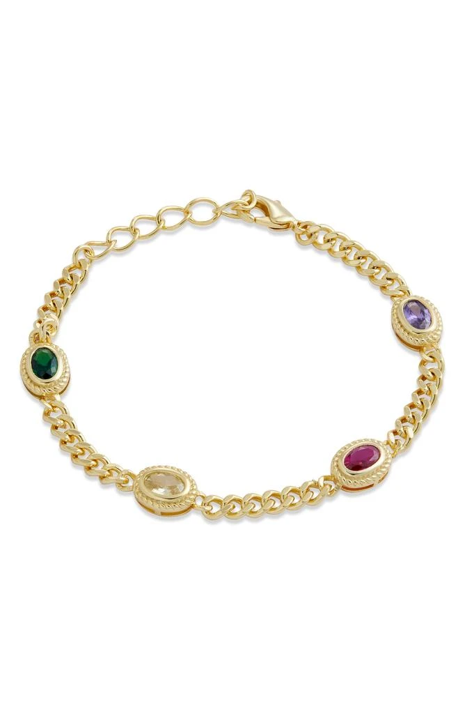 商品Savvy Cie Jewels|18K Gold Plate Cubic Zirconia Station Bracelet,价格¥263,第1张图片