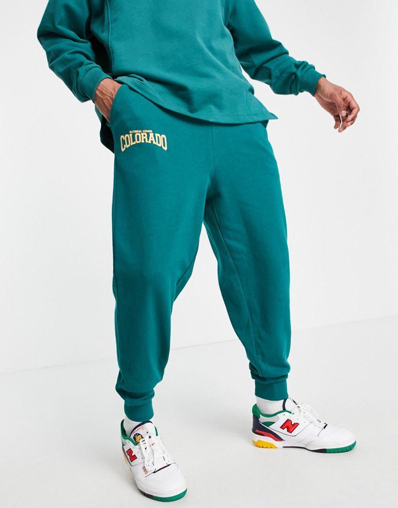 ASOS DESIGN co-ord oversized joggers in green with Colorado city print商品第4张图片规格展示