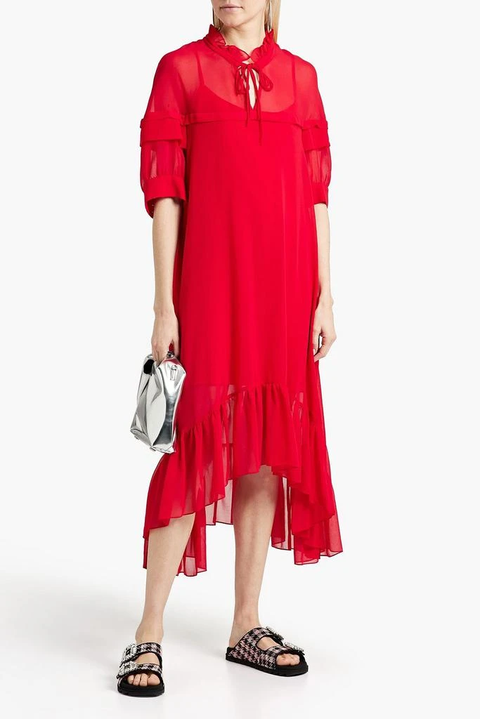 商品Sandro|Ruffled georgette midi dress,价格¥586,第2张图片详细描述