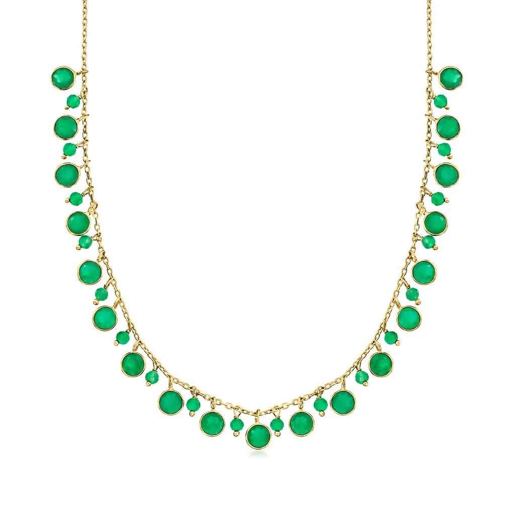 商品Ross-Simons|Ross-Simons 3-5mm Green Chalcedony Drop Necklace in 18kt Gold Over Sterling,价格¥1271,第1张图片