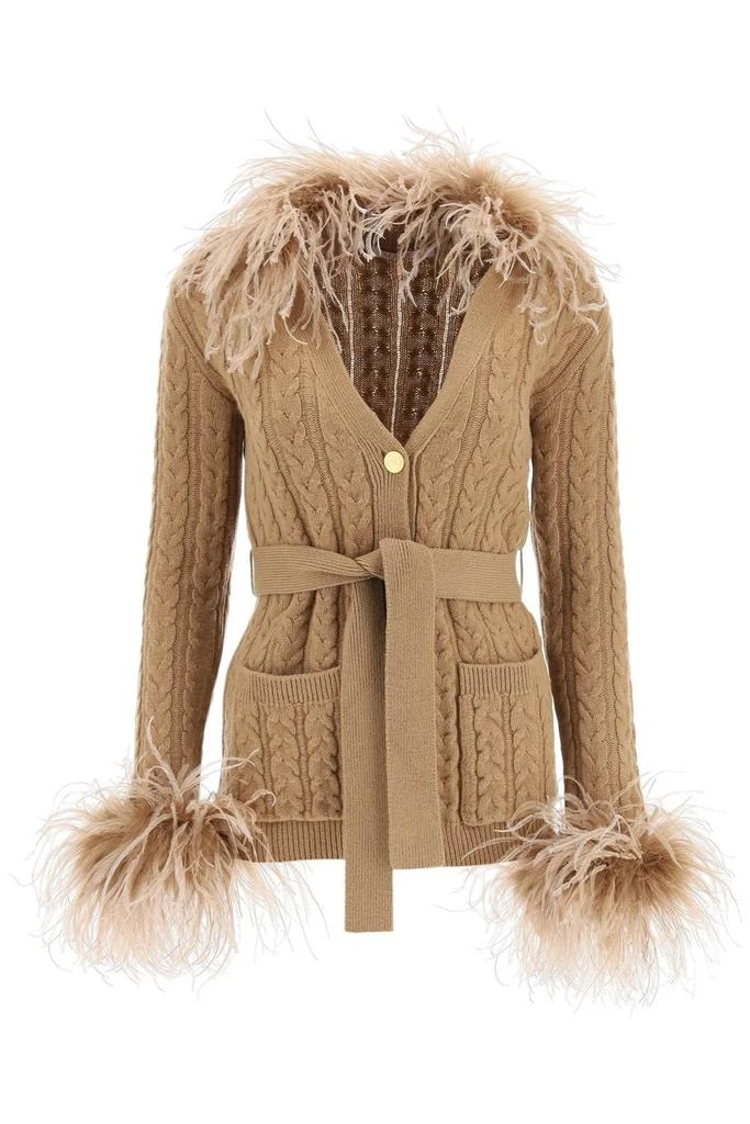 商品Valentino|WOOL CARDIGAN WITH OSTRICH FEATHERS,价格¥16565,第1张图片