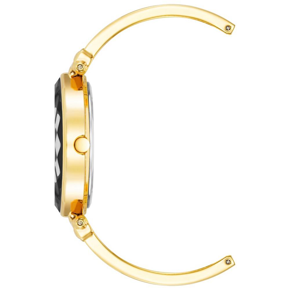 Women's Three-Hand Quartz Gold-Tone Alloy with Black Enamel Bracelet Watch, 24mm商品第2张图片规格展示