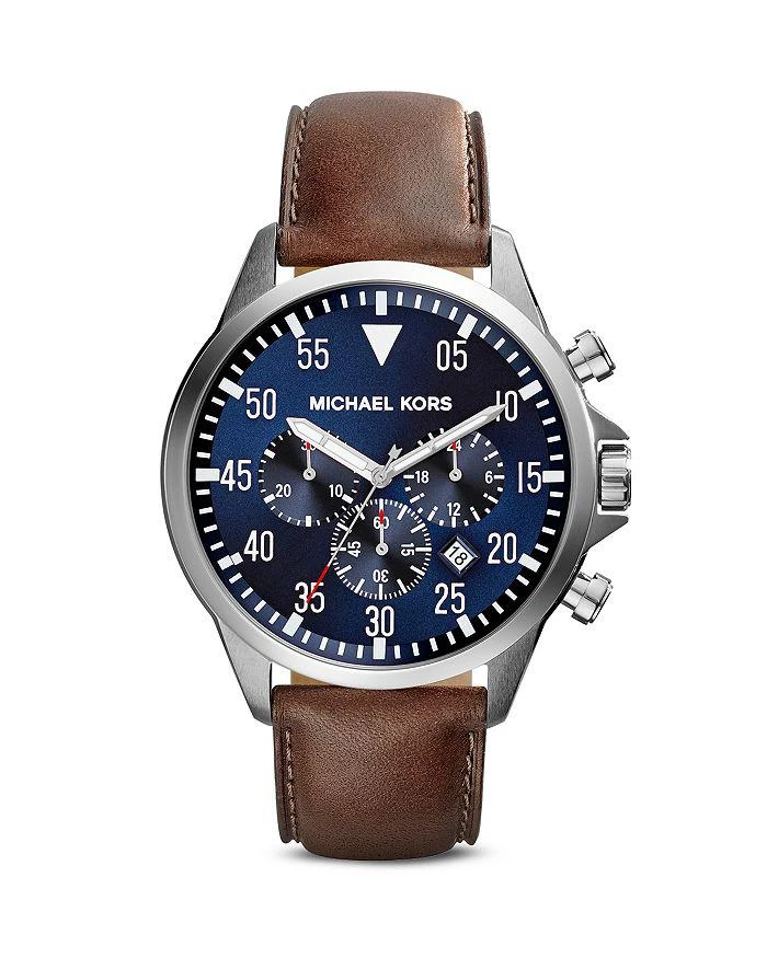 商品Michael Kors|Gage Leather Strap Watch, 45mm,价格¥1297,第1张图片