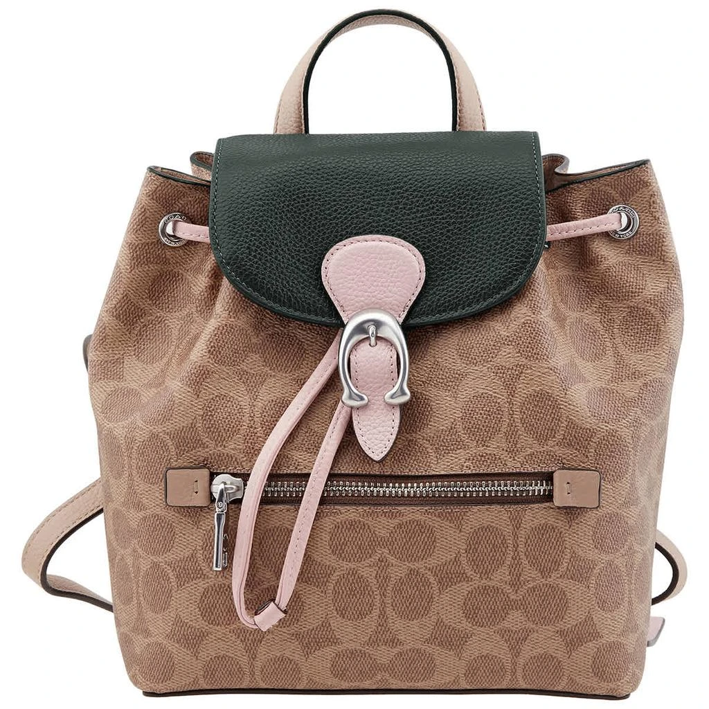 商品Coach|Coach Dark Green Ladies Evie Backpack In Colorblock,价格¥1868,第2张图片详细描述