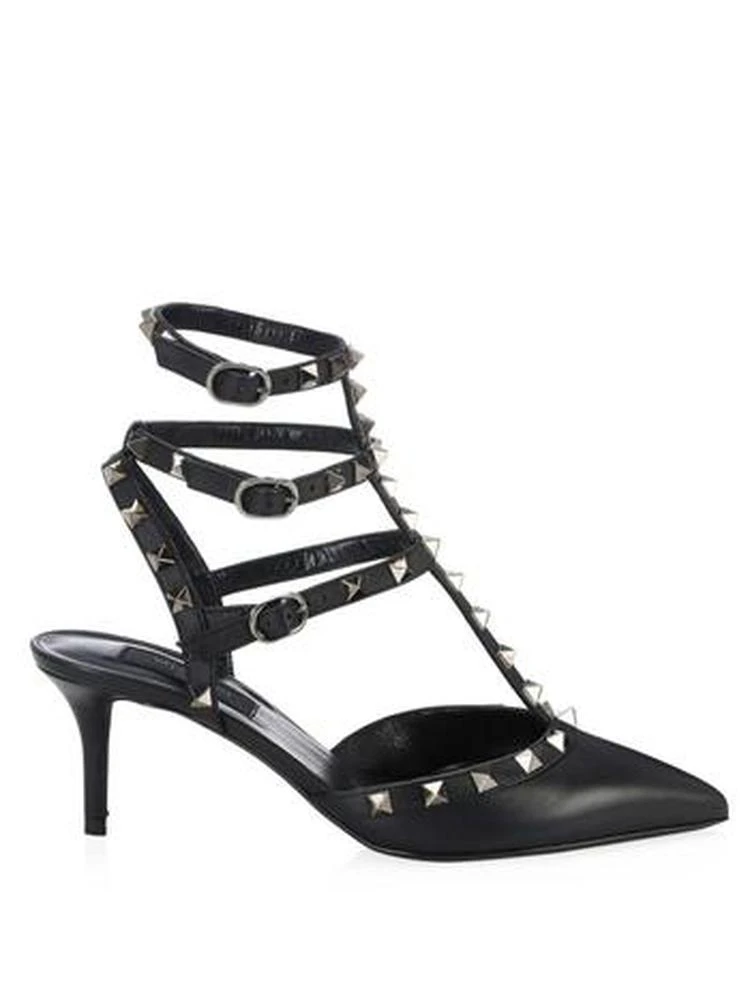 商品Valentino|Rockstud Noir Smooth Leather Ankle-Strap Pumps,价格¥8243,第5张图片详细描述