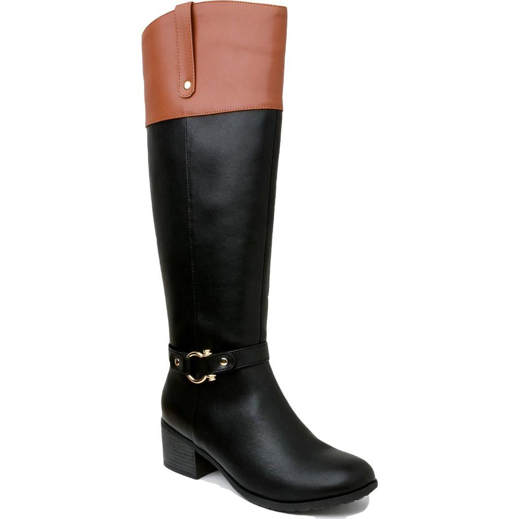 Karen Scott Womens Vickyy Faux Leather Stacked Heel Knee-High Boots商品第1张图片规格展示