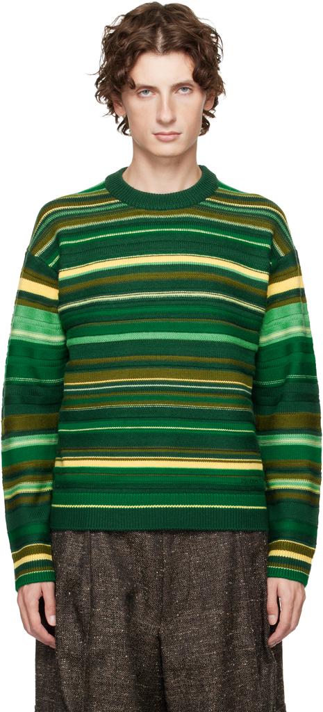 Grüner Pullover mit mehreren Streifen image 2