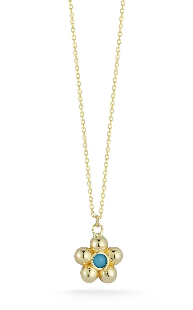 商品Design Lab|14K Gold Flower Necklace With Turquoise,价格¥2908,第1张图片