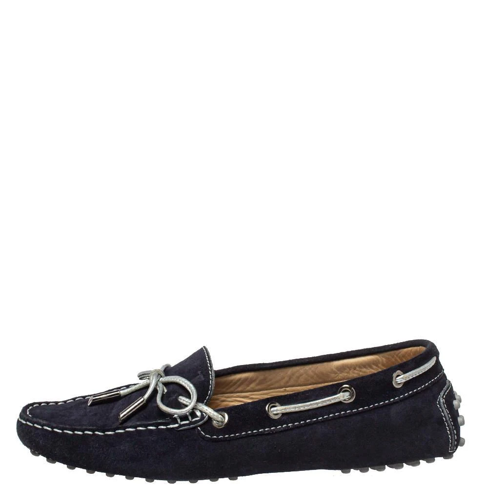 商品[二手商品] Tod's|Tod's Navy Blue Suede Bow Slip On Loafers Size 37,价格¥997,第2张图片详细描述