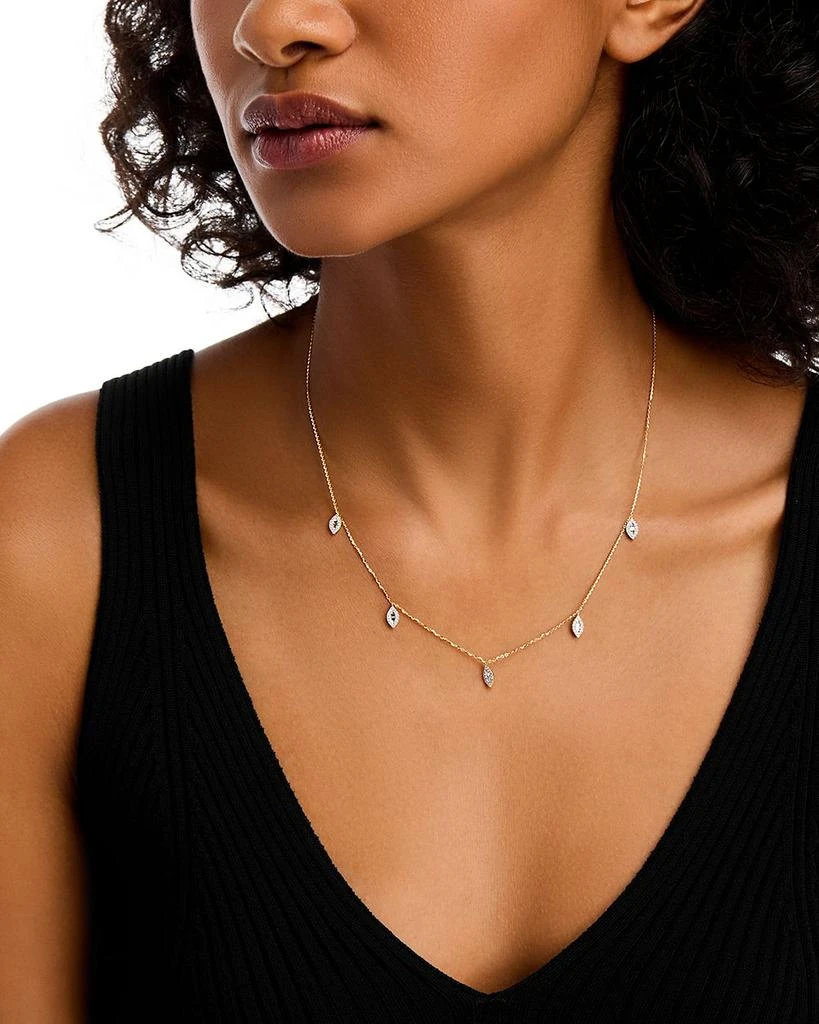 Bloomingdale's Fine Jewelry Diamond Baguette & Round Cluster Droplet Collar Necklace in 14K Yellow Gold, 0.40 tcw 商品