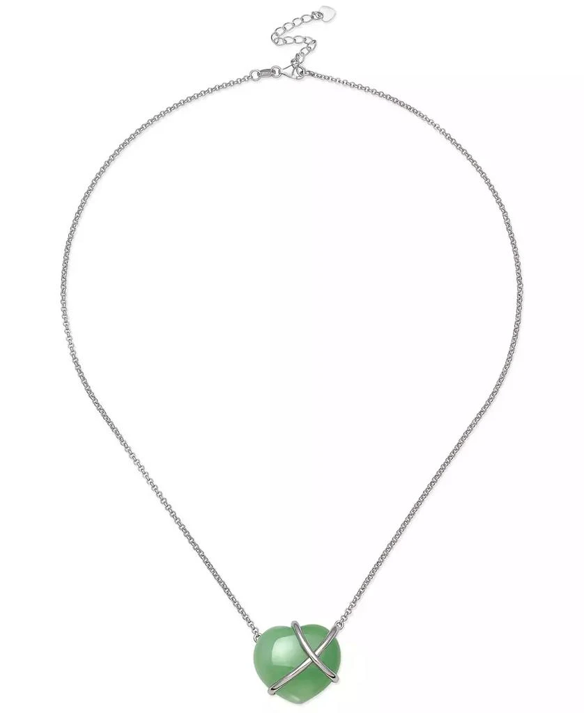 商品Macy's|Dyed Jade Heart Crisscross Pendant Necklace in Sterling Silver, 17-1/2" + 2" extender,价格¥723,第3张图片详细描述