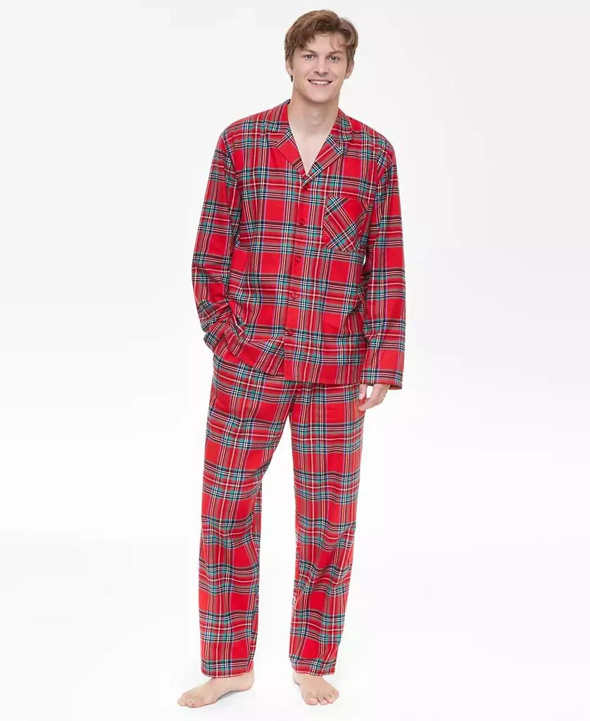 商品Holiday Lane|Men's Brinkley Plaid Notch Collar Matching Family Pajamas Set, Created for Macy's,价格¥157,第1张图片