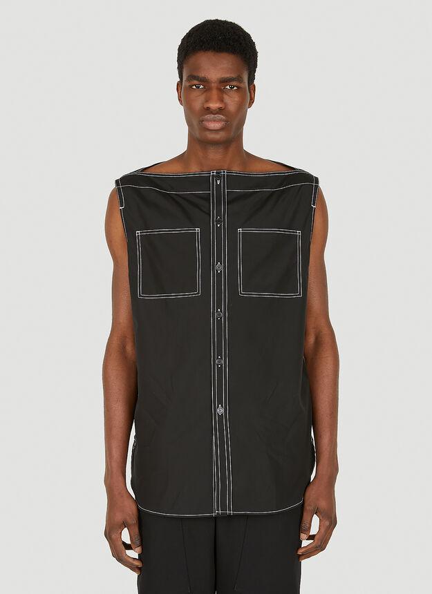 Topstitched Sleeveless Shirt in Black商品第1张图片规格展示