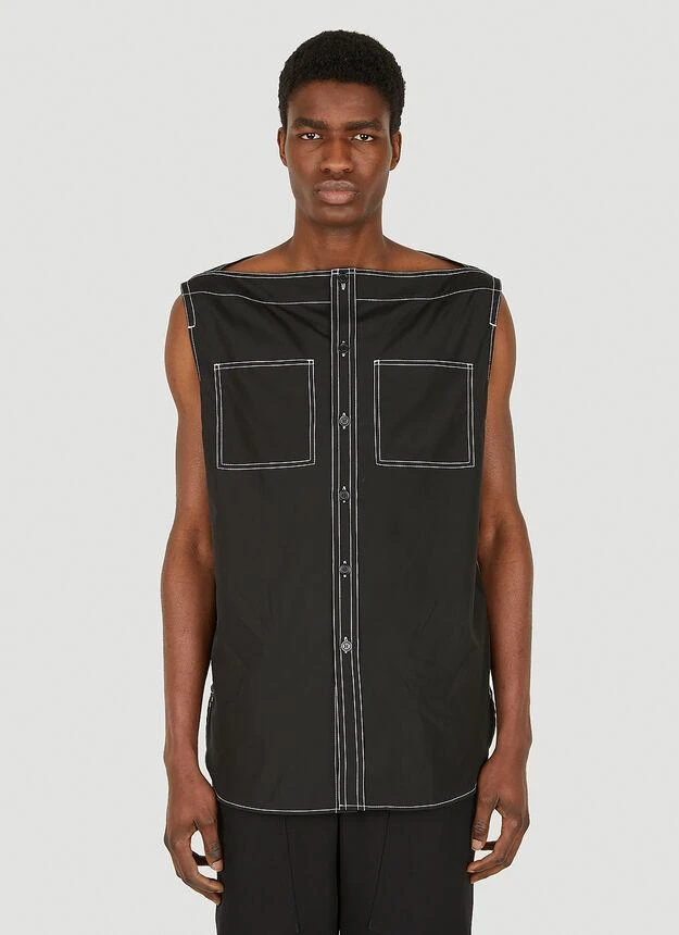 商品Burberry|Topstitched Sleeveless Shirt in Black,价格¥4045,第1张图片