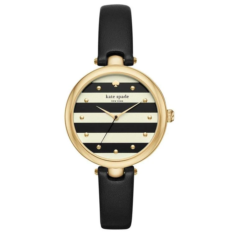 商品Kate Spade|Women's Varick Black Leather Strap Watch 36mm,价格¥876,第1张图片