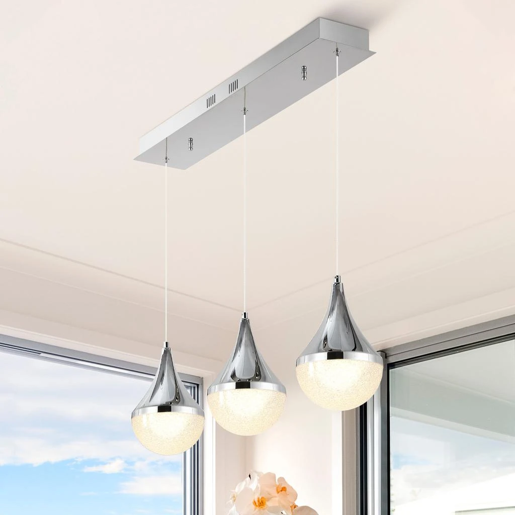 Elena Teardrop 47" 4-Light Modern Mid-Century Iron/Acrylic Integrated Linear LED Pendant 商品