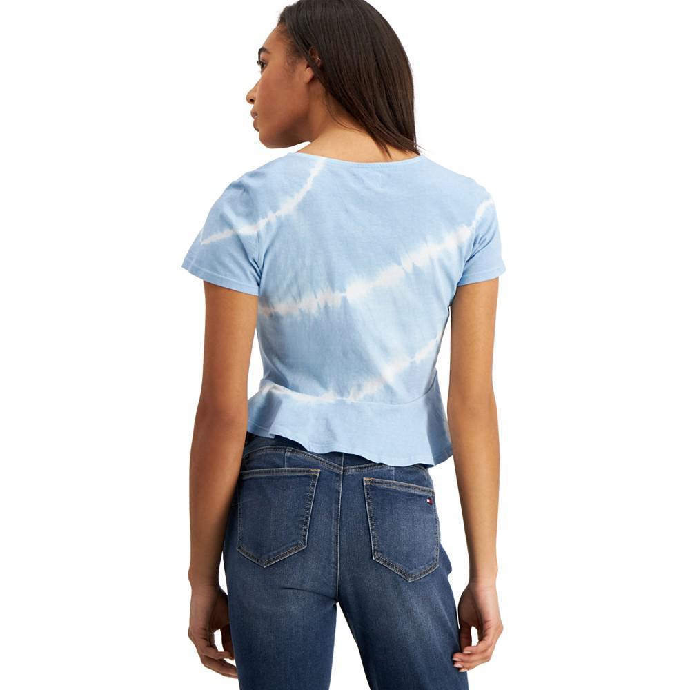 商品Tommy Jeans|Tie-Dyed Cinch-Front Cotton T-Shirt,价格¥109,第4张图片详细描述