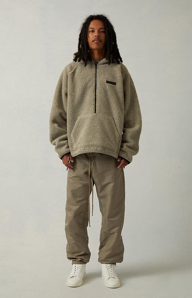 Dark Oatmeal Sherpa Fleece Half-Zip Hoodie商品第6张图片规格展示