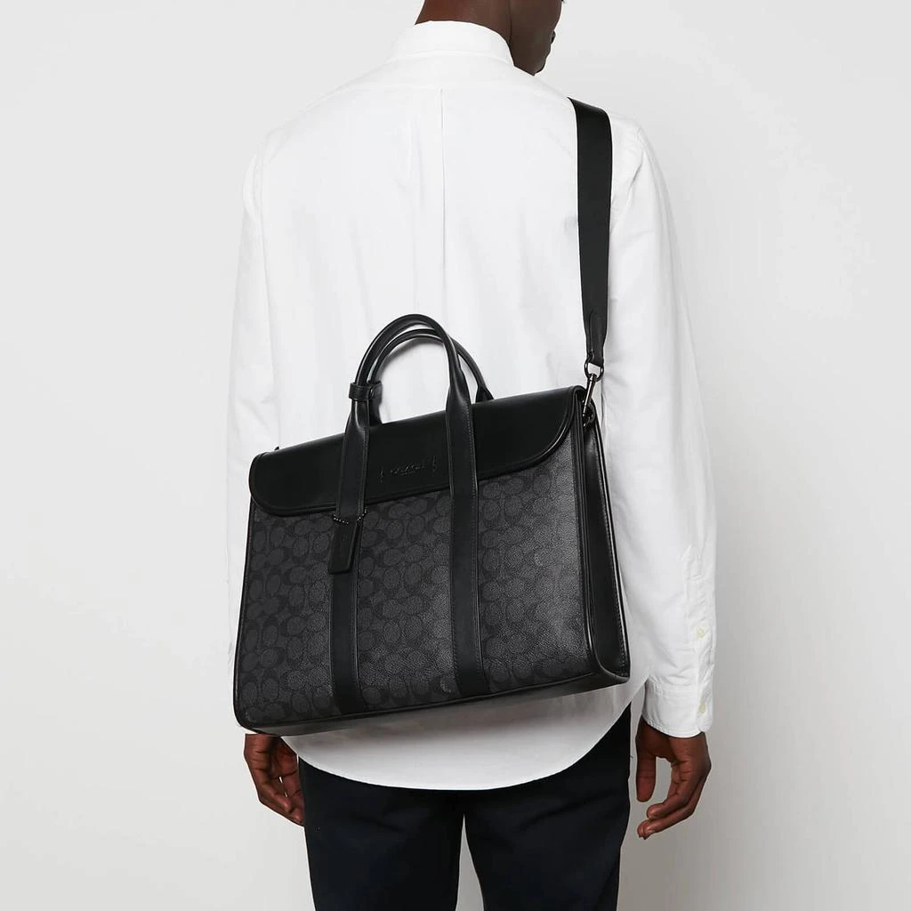 商品Coach|Coach Men's Gotham Signature Canvas Portfolio Bag - Charcoal/Black,价格¥6049,第2张图片详细描述