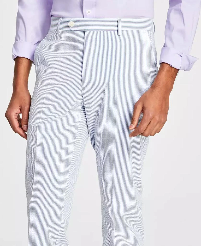 商品Tommy Hilfiger|Men's Modern-Fit THFlex Stretch Blue/White Stripe Seersucker Suit Pants,价格¥355,第4张图片详细描述