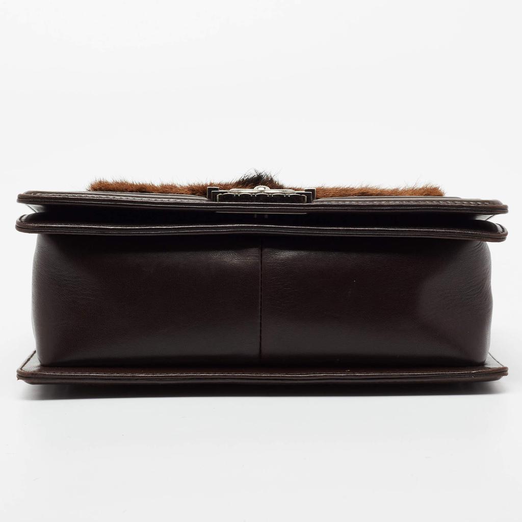 Chanel Brown Leather and Calfhair Medium Boy Flap Bag商品第6张图片规格展示