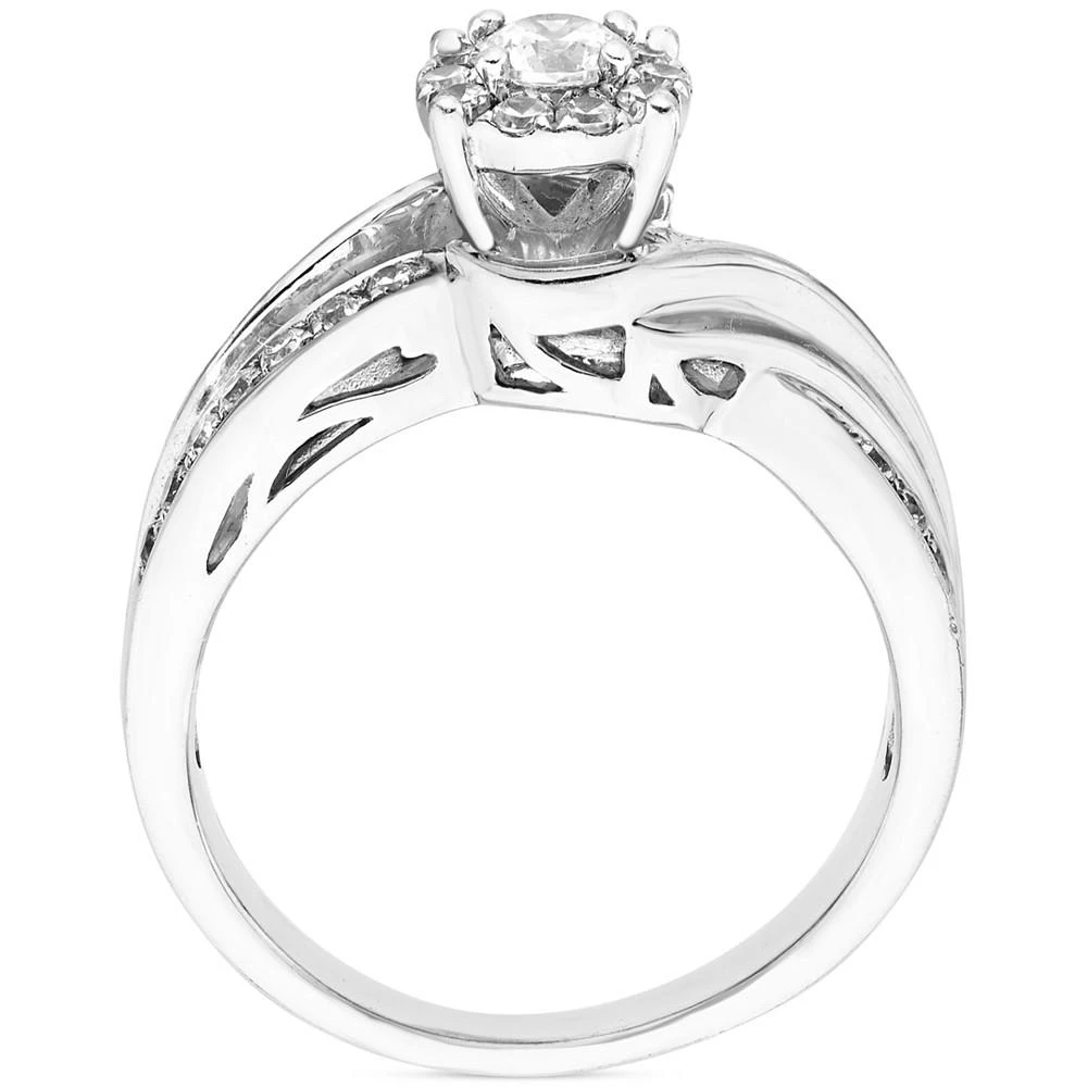 商品Macy's|Diamond Halo Twist Engagement Ring (1/2 ct. t.w.) in 14k White Gold,价格¥8526,第3张图片详细描述