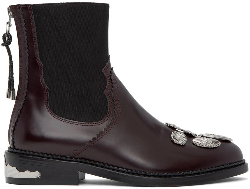 商品Toga Pulla|Burgundy Embellished Boots,价格¥1951,第1张图片