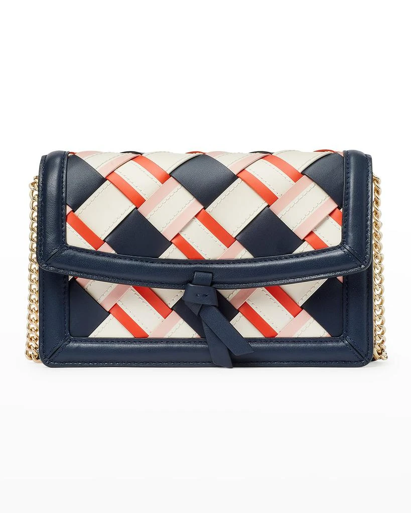 商品Kate Spade|knott woven leather flap crossbody bag,价格¥1130,第1张图片