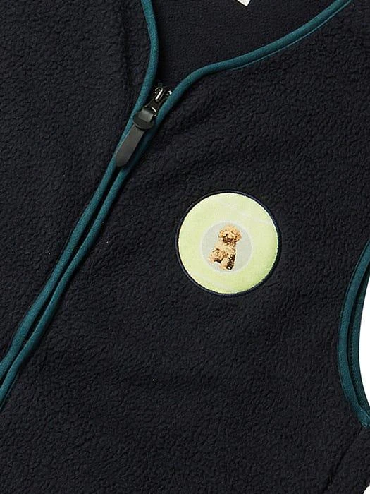 商品beyondcloset|Tennis Ball Patch Fleece Zip-up Vest [Navy],价格¥660,第5张图片详细描述