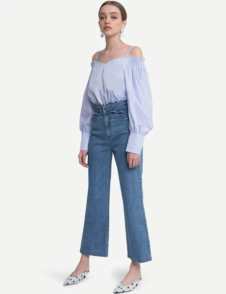 商品Pixie Market|Luna Blue Off The Shoulder Shirt,价格¥843,第5张图片详细描述