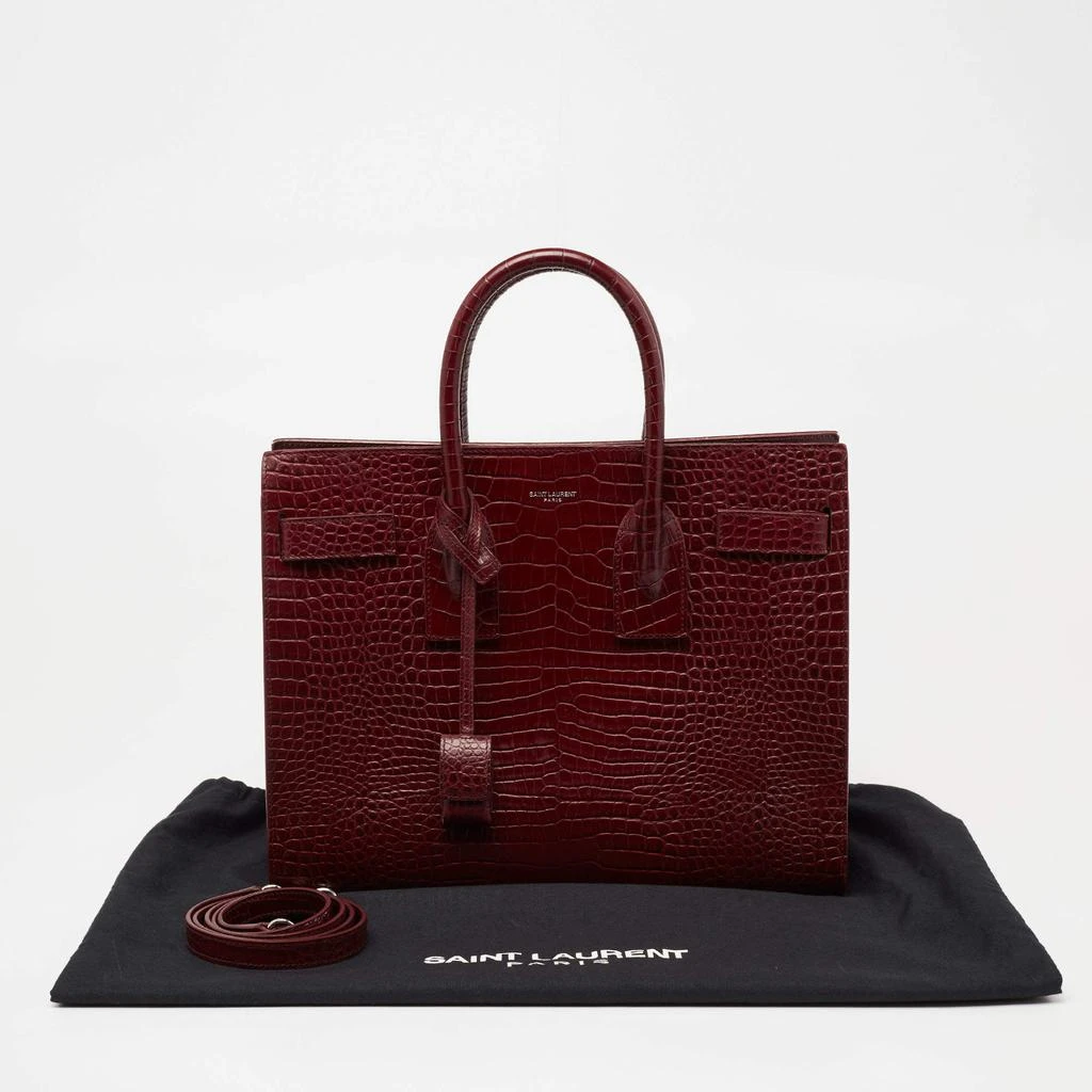 Saint Laurent Burgundy Croc Embossed Leather Small Sac De Jour Tote 商品