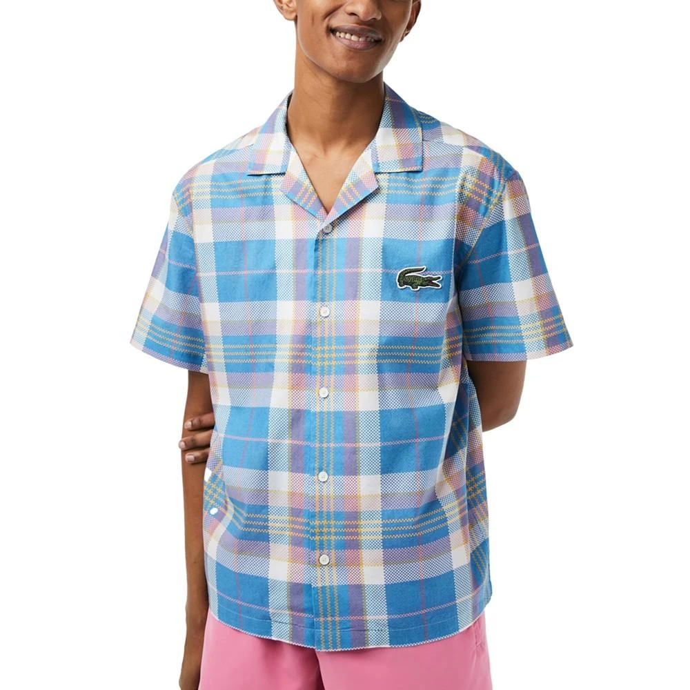 商品Lacoste|Men's Heritage Relaxed-Fit Short-Sleeve Plaid Shirt,价格¥379,第1张图片