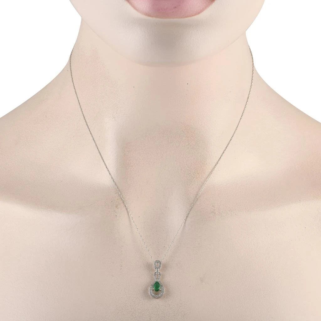 商品LB Exclusive|14K White Gold 0.08ct Diamond and Emerald Pendant Necklace PD4-16318WEM,价格¥2849,第2张图片详细描述