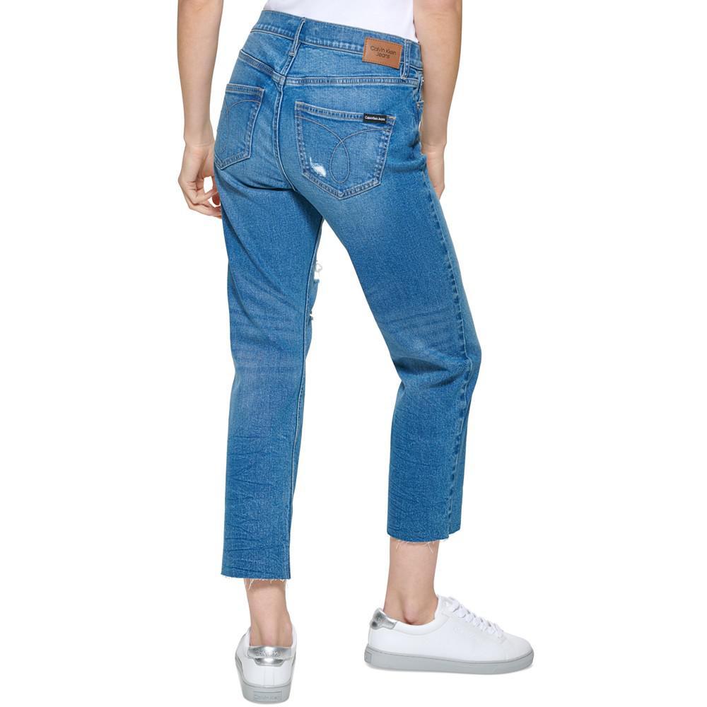商品Calvin Klein|Petite High Rise Destructed Jeans,价格¥448,第4张图片详细描述