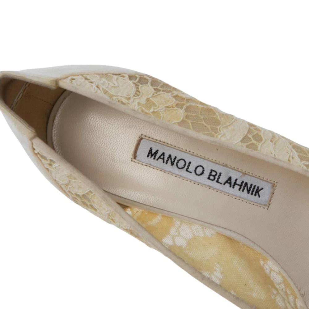 Manolo Blahnik White Lace And Satin Hangisi Pumps Size 35.5 商品