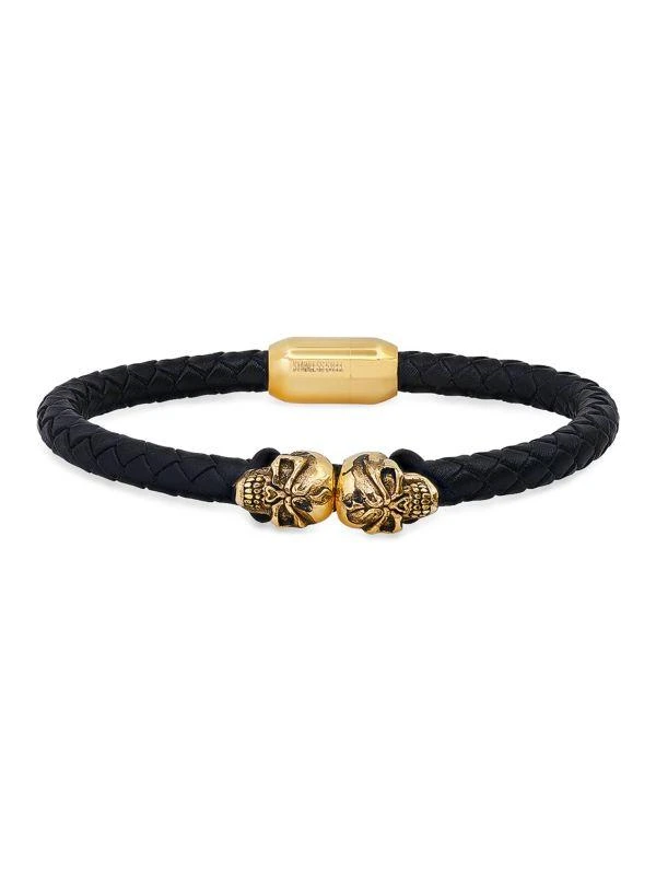 商品Anthony Jacobs|18K Goldplated Stainless Steel & Leather Bracelet,价格¥496,第1张图片