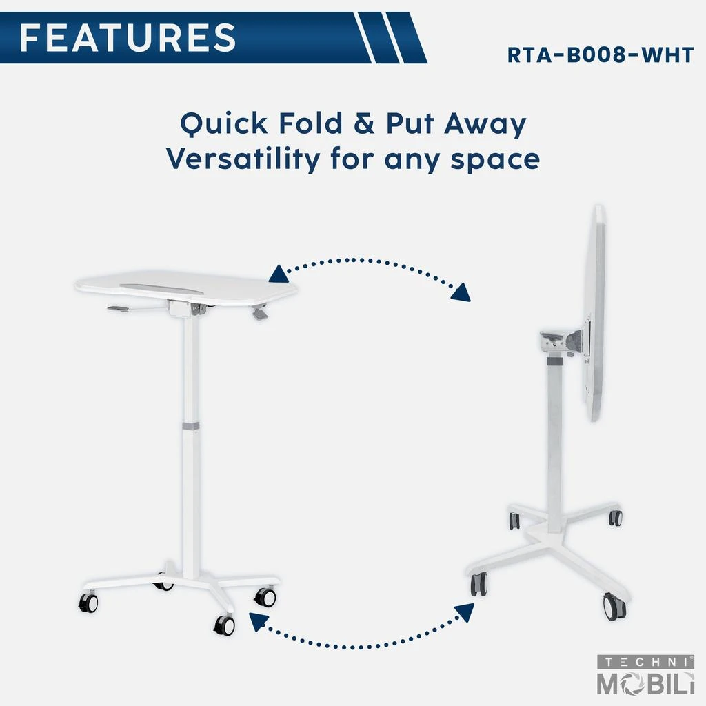 商品Streamdale Furniture|Streamdale Sit To Stand Mobile Laptop Computer Stand With Height Adjustable,价格¥1826,第4张图片详细描述