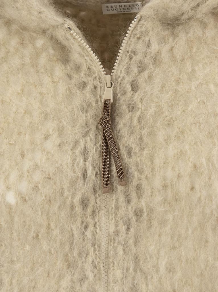 Brunello Cucinelli Soft Mesh Mohair And Wool Cardigan With Hood And Necklace商品第4张图片规格展示