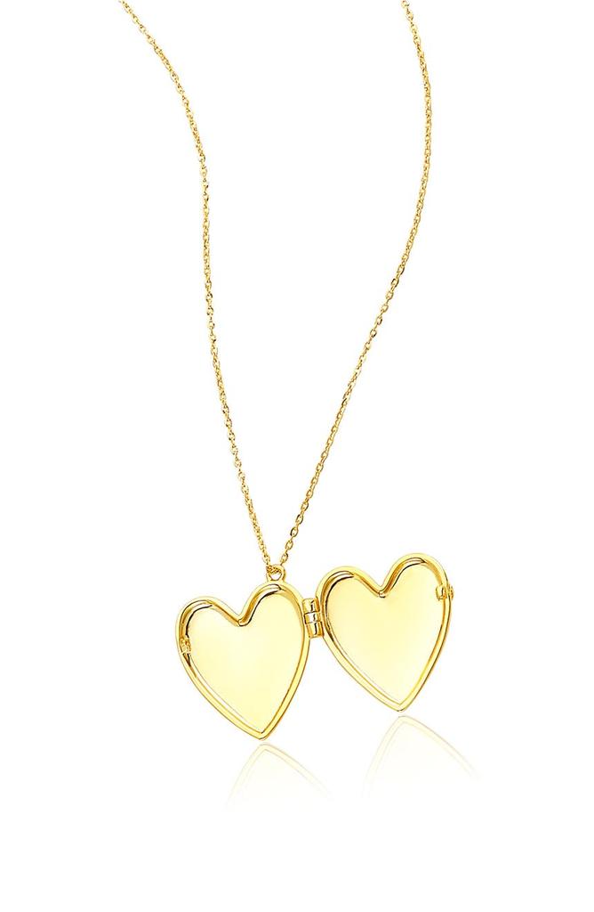 14K Gold Plated Heart Locket Pendant Necklace商品第4张图片规格展示