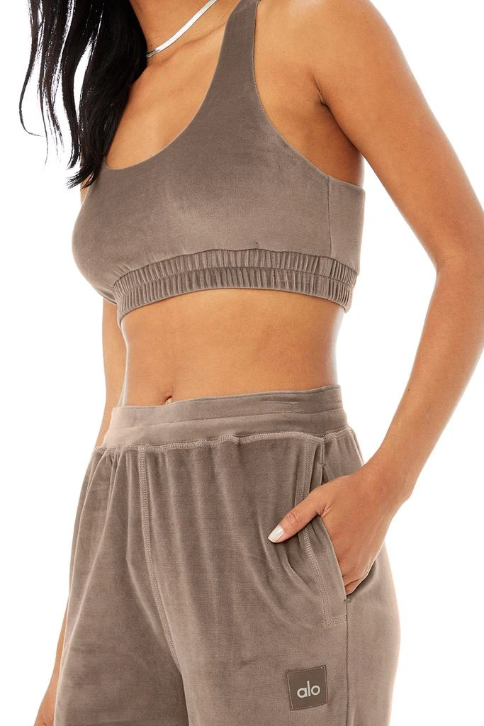 商品Alo|Velour Glimmer Scoop Neck Bra - Hot Cocoa,价格¥140,第3张图片详细描述