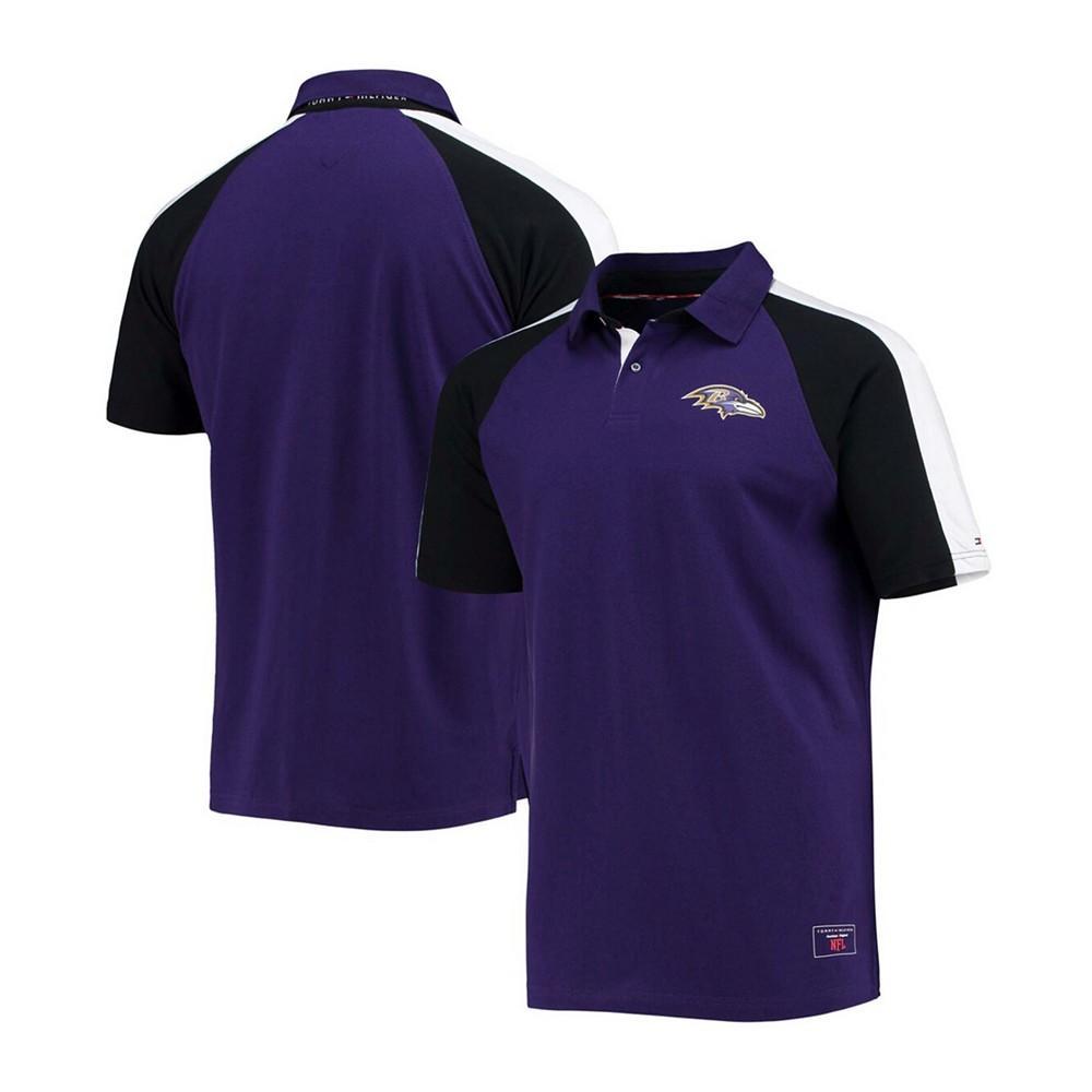 商品Tommy Hilfiger|Men's Purple and White Baltimore Ravens Holden Raglan Polo Shirt,价格¥527,第1张图片