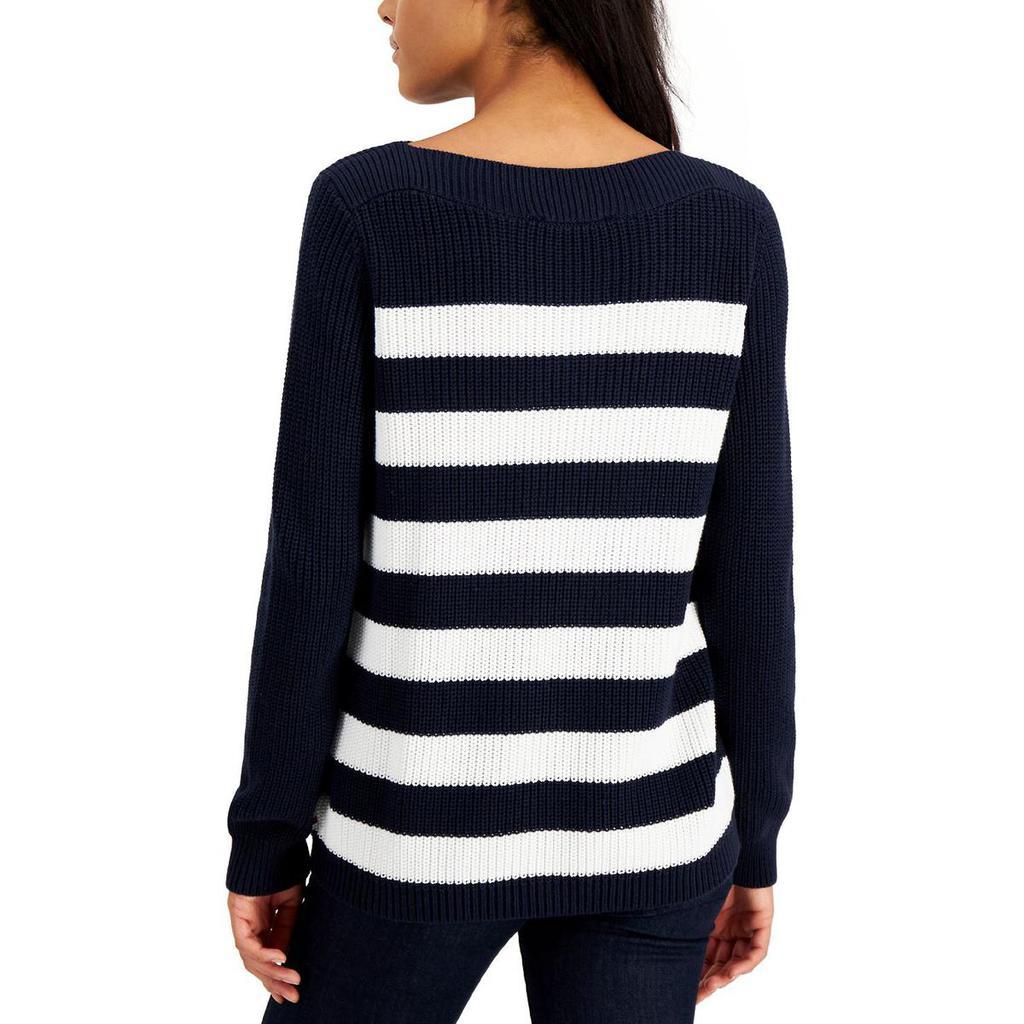 商品Tommy Hilfiger|Tommy Hilfiger Womens Cate Ribbed Knit Colorblock Pullover Sweater,价格¥223,第4张图片详细描述