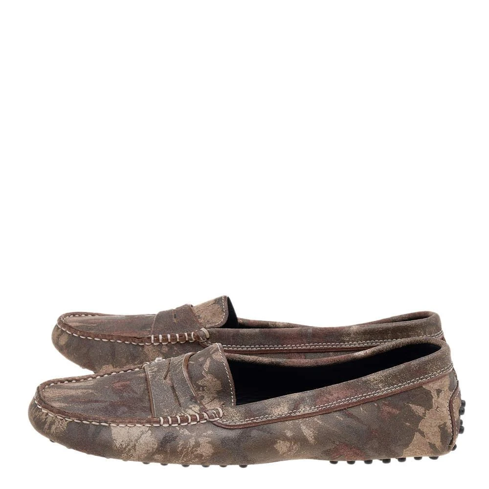 商品[二手商品] Tod's|Tod's Brown Printed Suede Slip On Loafers Size 39,价格¥1848,第4张图片详细描述