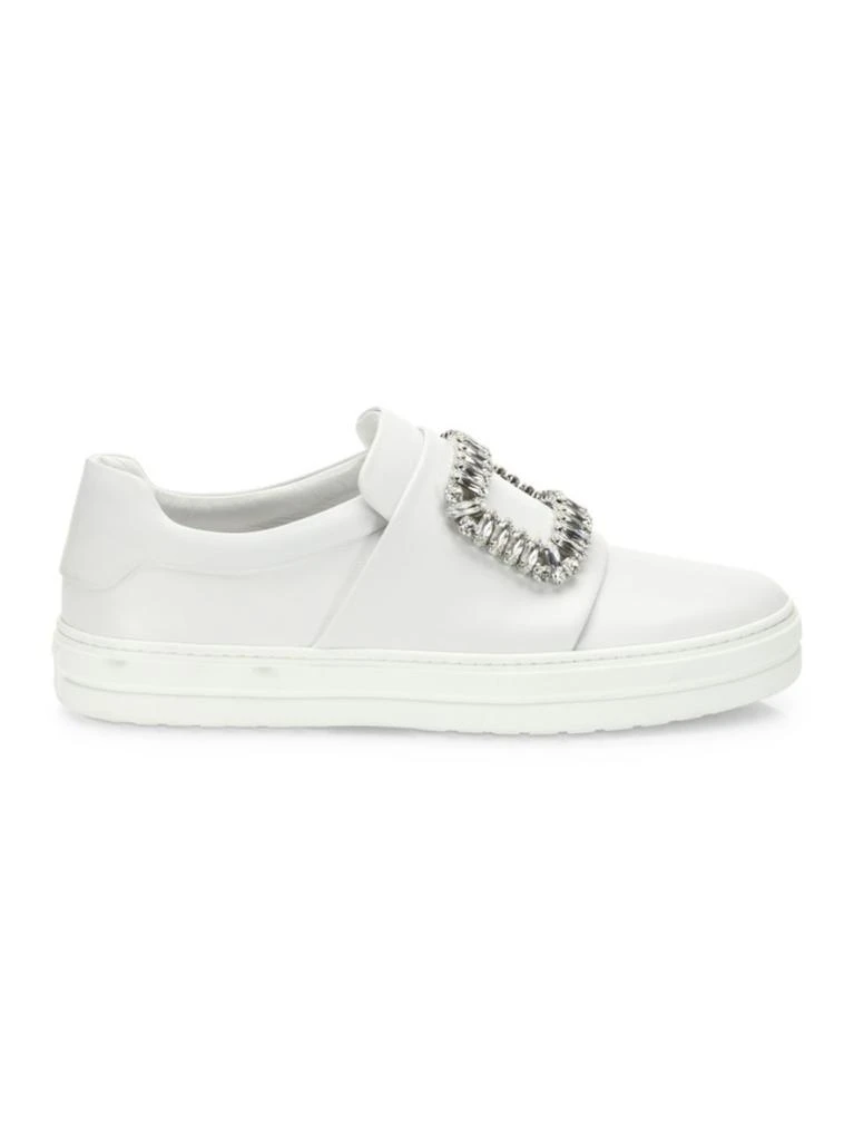 商品Roger Vivier|Viv Crystal-Buckle Leather Sneakers,价格¥9949,第1张图片