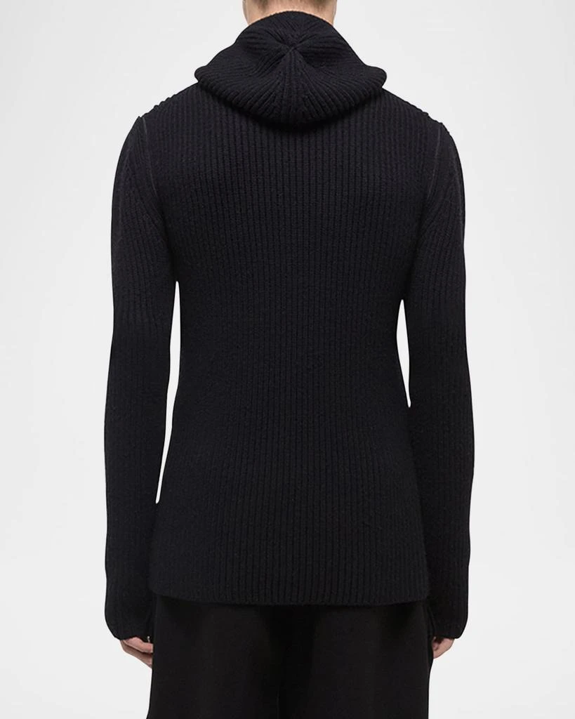 商品Helmut Lang|Men's Ribbed Zip-Shoulder Balaclava Sweater,价格¥4884,第3张图片详细描述