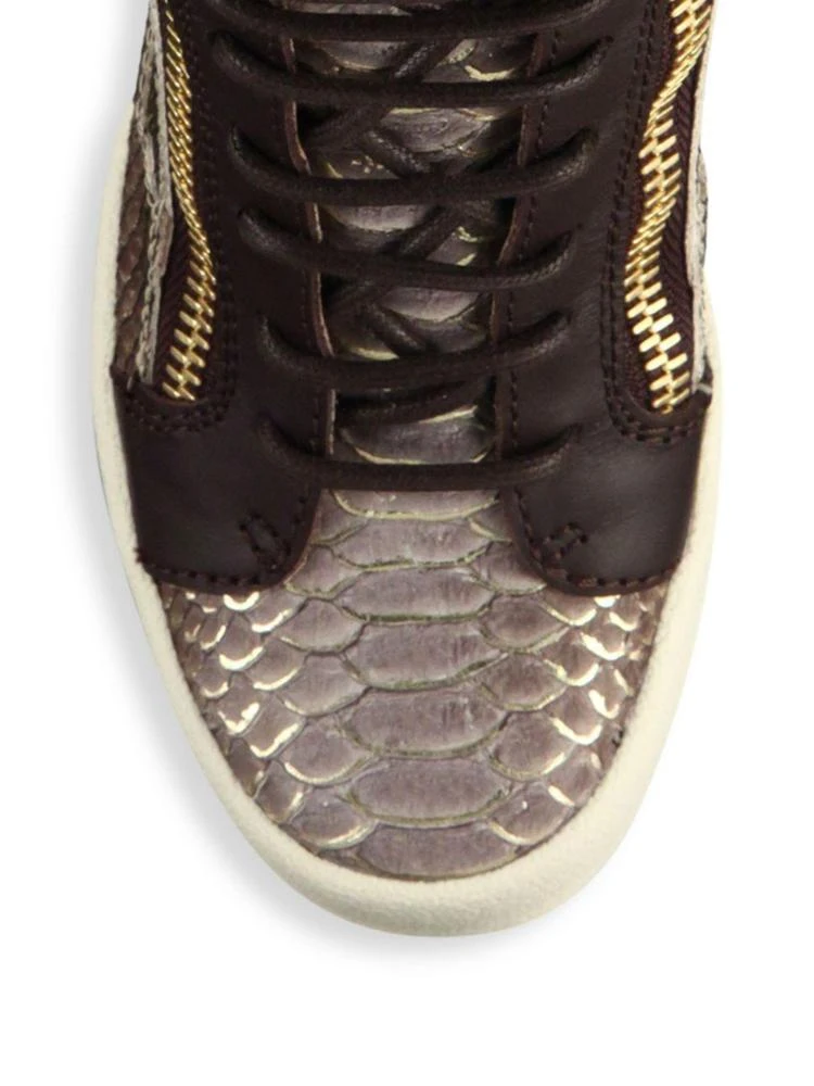 商品Giuseppe Zanotti|Snake-Embossed Leather High-Top Wedge Sneakers,价格¥3021,第3张图片详细描述